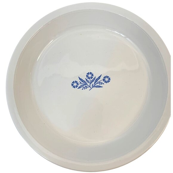 VTG Corning Ware P-309 9-Inch Pie Plate White With Blue Corn Floral Design 8411 - Picture 1 of 6